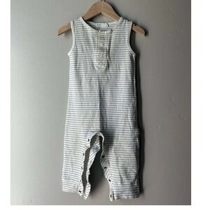 Miles Brand Stripe Henley Romper 18M Coastal Navy Cotton Scandi Baby Nautical